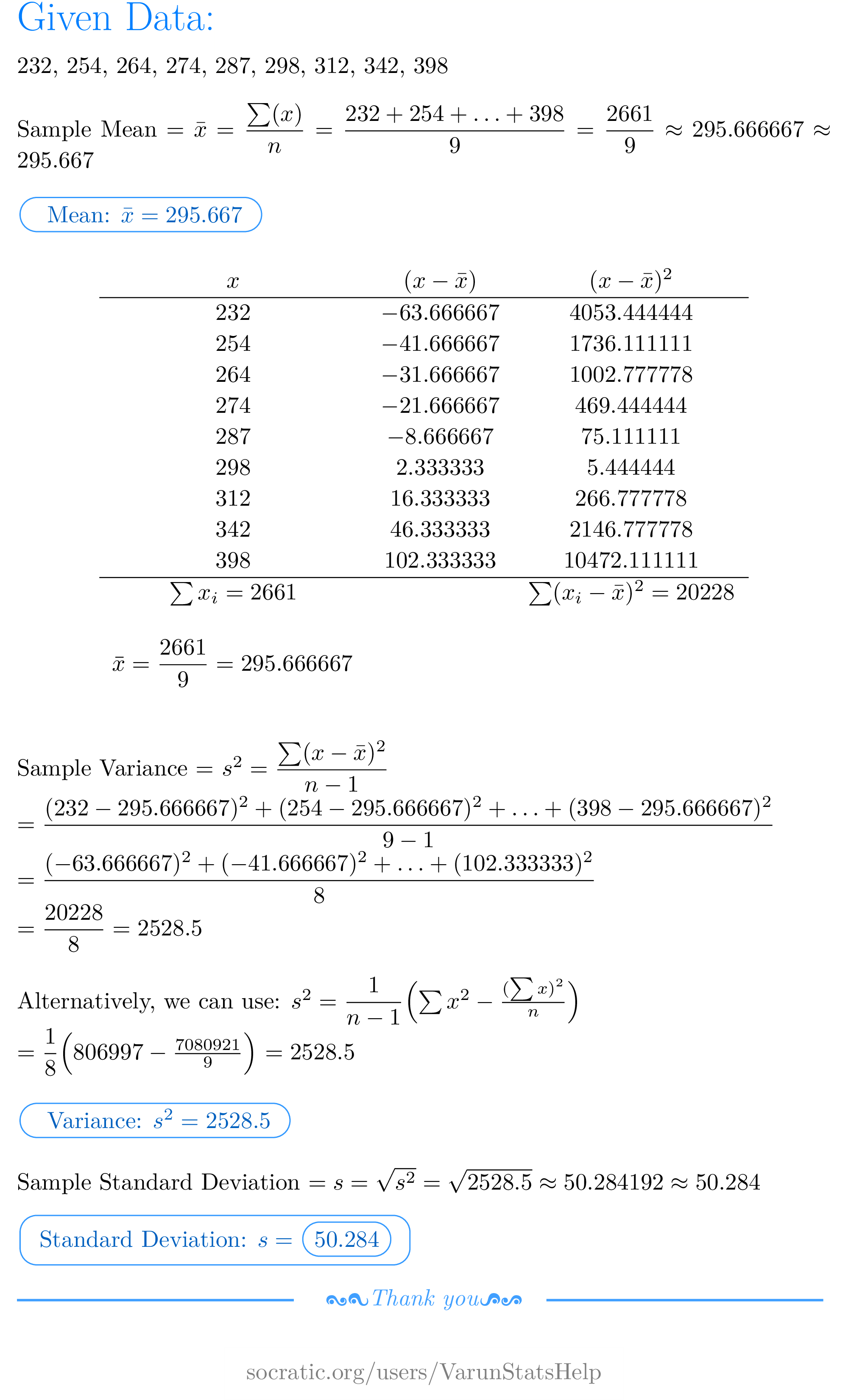 how-do-you-find-the-mean-variance-and-standard-deviation-for-the-data